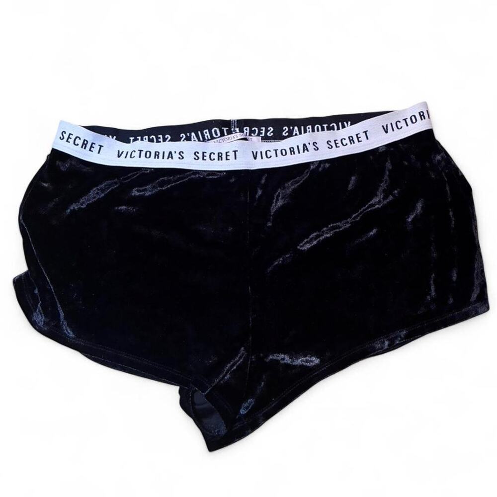 Victoria Secret Black Velvet Lounge Shorts Women Sz Small S